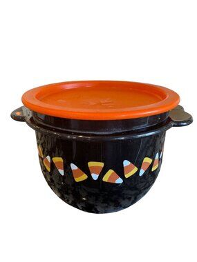 vintage Tupperware Halloween Candy Corn Bowl With Orange Lid 28 Oz 750ml